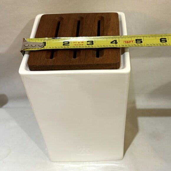 Zwilling JA Henckels Ceramic Storage Box Knife Block Wood 6 Slot Knife Holder - Picture 3 of 8